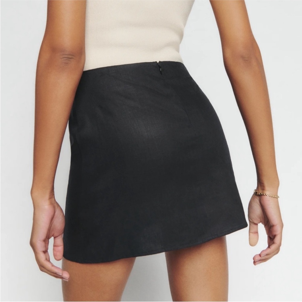 Reformation sz 18 Veranda 100% Linen Mini Skirt Black - Picture 2 of 7